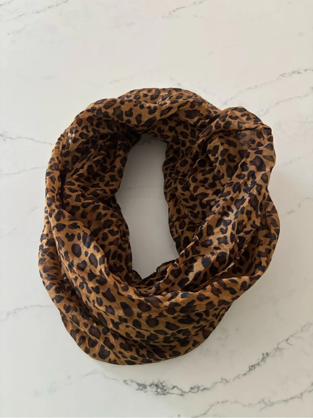 Leopard Print Infinity Scarf - Brown